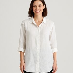 Liz Claiborne White Linen Split Side Tunic Top Plus Sz 2X